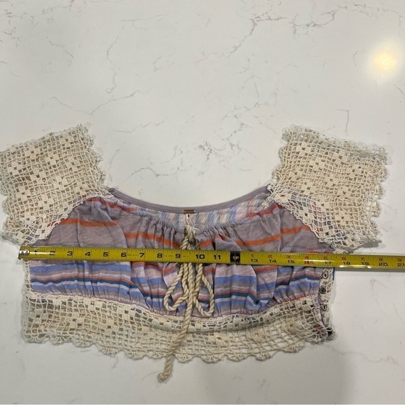 Free People Aruba Striped Crochet Crop Top Large - Picture 11 of 12